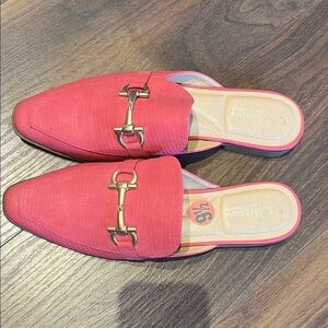 CL by Laundry Red Mules with Gold Accent